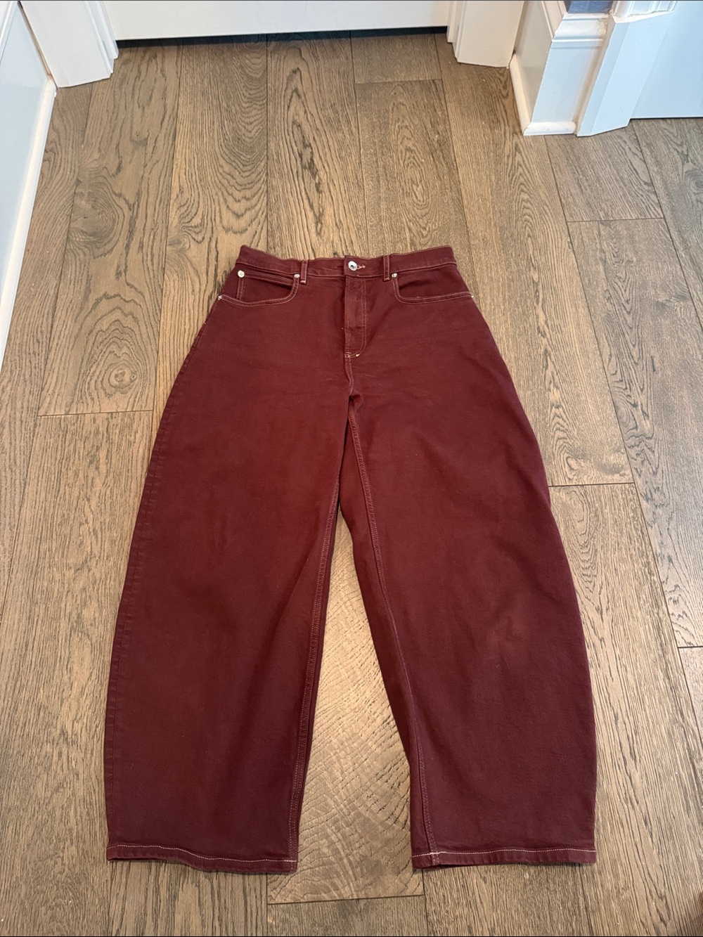 Everlane Wide-Leg Barrel Jeans in Deep Wine